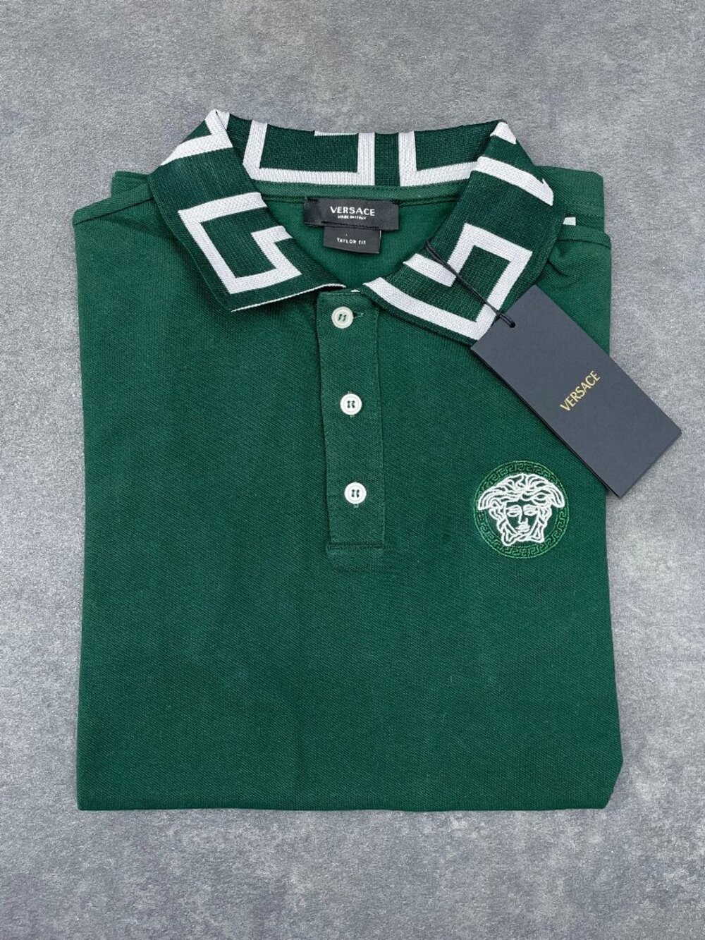 Versace Men’s Green Medusa Polo Shirt Tailor Fit- Size XXL